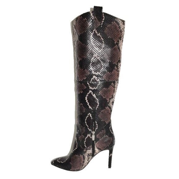 New! Vince Camuto Kervana Snake Print Leather High Heel Boots Sz 7 M DD455A - Picture 2 of 7